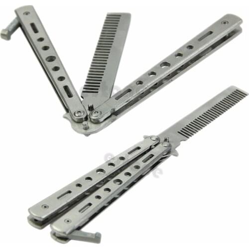 Stainless Steel Practice Training Butterfly Balisong Style Knife Comb Cool Sport Drop Ship