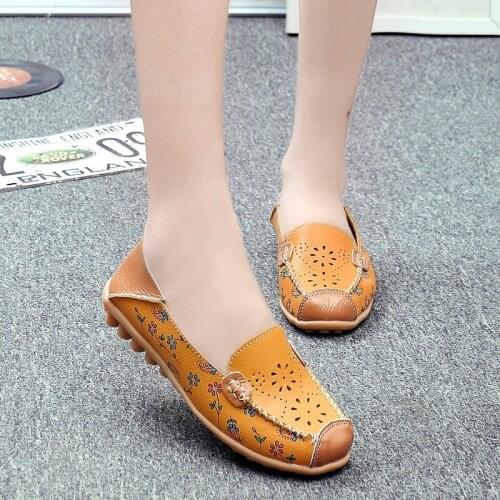 Womens Flats Genuine Leather Shoes Woman Slip On Loafers Flats Soft Oxford Shoes Casual Sapato Feminino Plus Size 44 NVX406