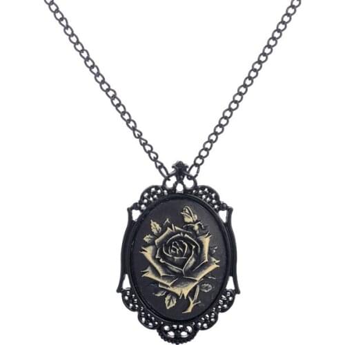 Vintage flower pendant steam punk gothic women necklace