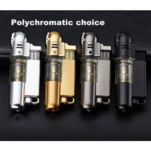 Jet Torch Cigar Lighter Metal Fuel visible Refillable Butane Gas Lighters Outdoor Windproof Fire Straters