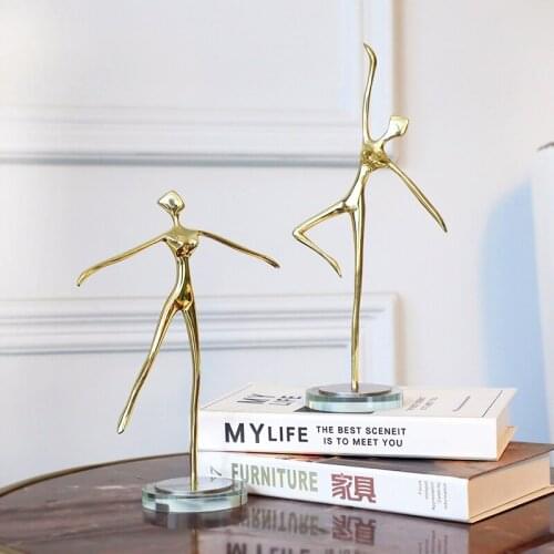 Yoga Female Statue Crystal Dance Female Ornaments Metal Figure Decoration Home Villa Model Room Decoration Copper Crafts