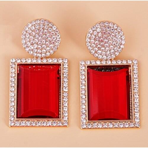 Wholesale Women Drop Earrings Geometric Brand Design Luxury Starburst Pendant Crystal Stud Gem Statement Earrings Jewelry Gifts