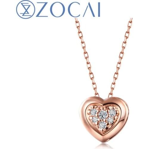 ZOCAI New Arrived Necklace Real 0.10 CT Certified H / SI Diamond Pendant 18K rose Gold (Au750) 925 Silver Chain D80119T