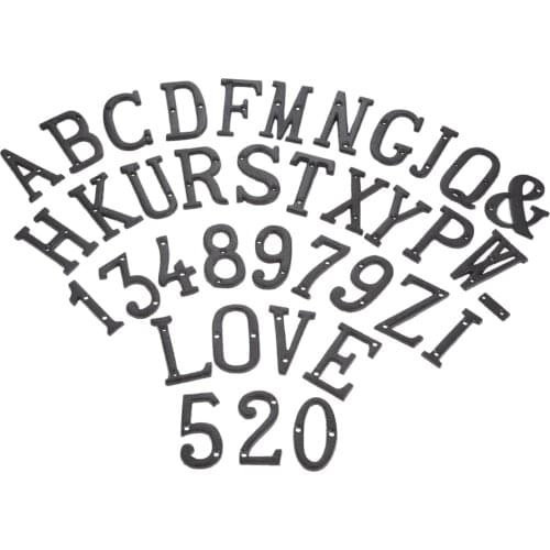 1pc Cas Wrought Iron Black Antique House Door Alphabet Letters and Numbers House Sign Doorplate DIY Cafe Wall Decoration