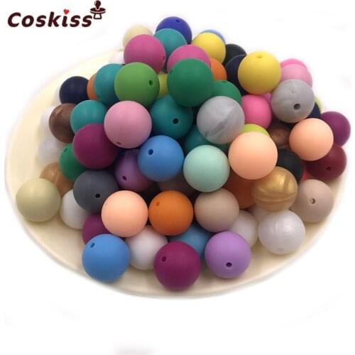 10Pcs 15mm Round Beads Silicone Beads Teething Baby Teether Baby Tool Care Necklace Pacifier Chain DIY Silicone Teething Toy