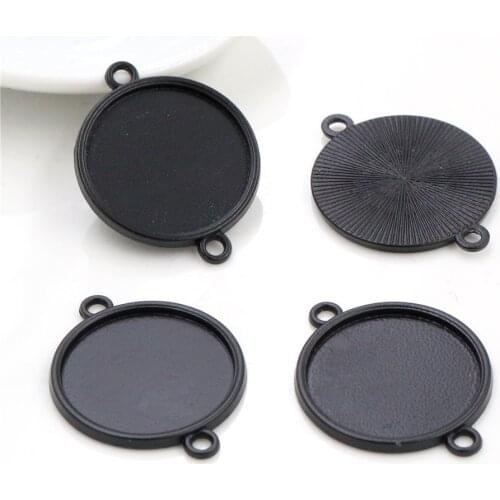 10pcs 20mm Inner Size Black Cabochon Base Setting Charms Pendant (D1-03)