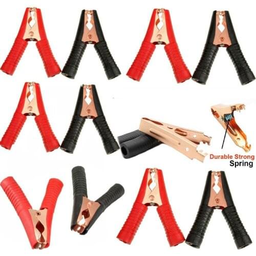 10 x Car Alligator Clips Crocodile Clip Battery Test Clamps 100A Red Black - Copper plated iron