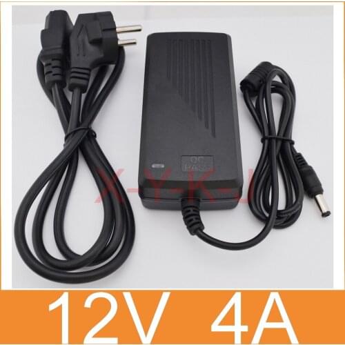 100pcs 12V 4A New AC 100V-240V Converter Adapter DC 48W Power Supply plug DC 5.5mm x 2.5mm for 5050/3528 LED Light LCD Monitor