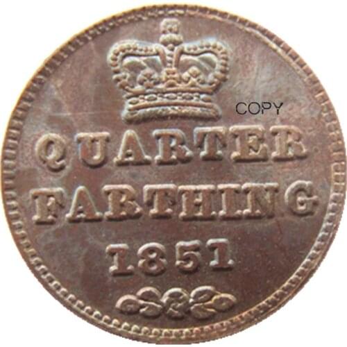 1851 UK Great Britain / Ceylon Victoria Quarter Farthing copy coins