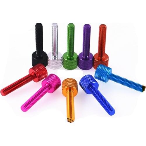 2pcs M6 aluminum alloy pineapple grain knurled hand screws high head cylindrical headel handle screw color bolts 30mm length