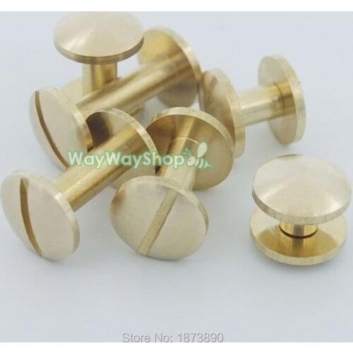 25 PCS Solid Brass Stud Screwback Head Button Arc spot for Screw Chicago nail Bronze 4 6 8 10 12 15mm Choice