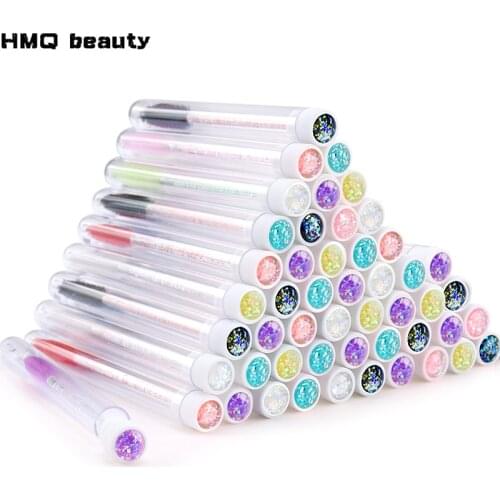 50Pc Reusable Eyebrow Brush Tube Eyelash Brush Eyebrow Brush Replaceable Dust-proof Sparkling Diamond Makeup Brush