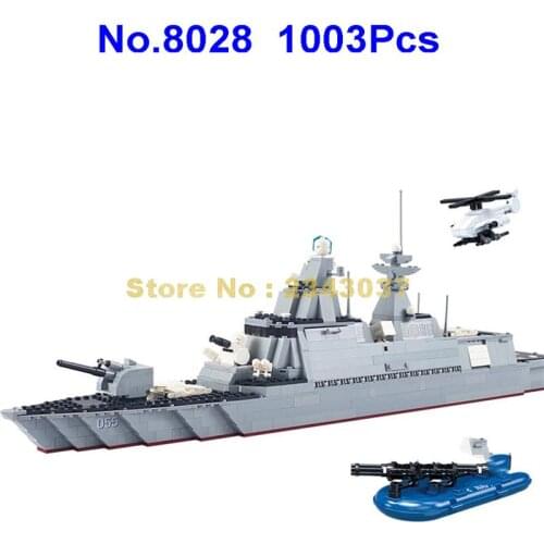 1003pcs military guided missile destroyer warship battleship attack boat helicopter 6 building blocks Toy