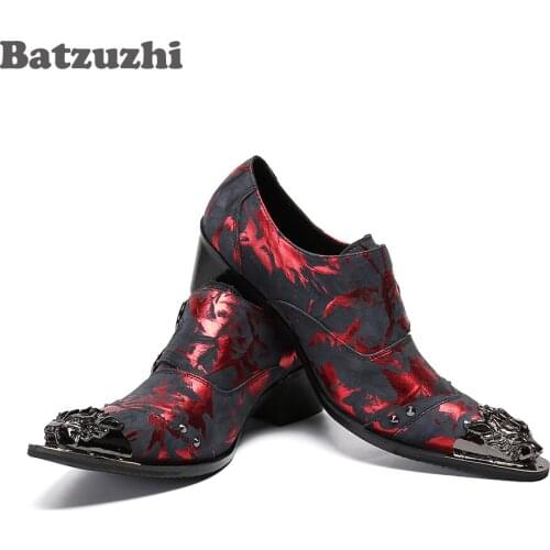 Batzuzhi Korean Type Mens Shoes 6.5cm High Heels Formal Leather Dress Shoes Pointed Toe Business/Party and Wedding Shoes Men