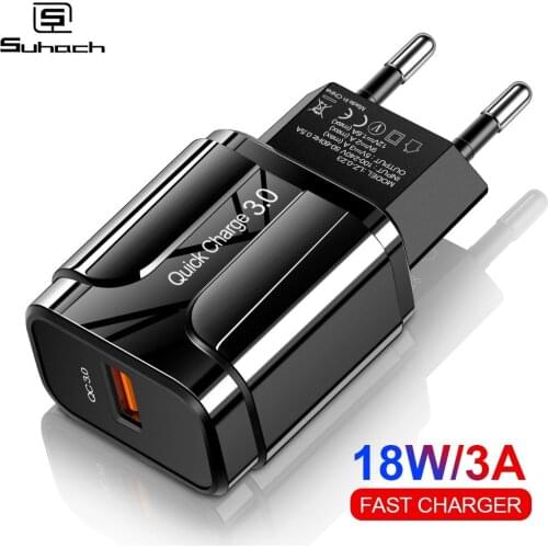 Suhach 18W Quick Charge 3.0 Fast Mobile Phone Charger EU Plug Wall USB Charger Adapter for iPhone X Samsung Xiaomi Note 7 Huawei