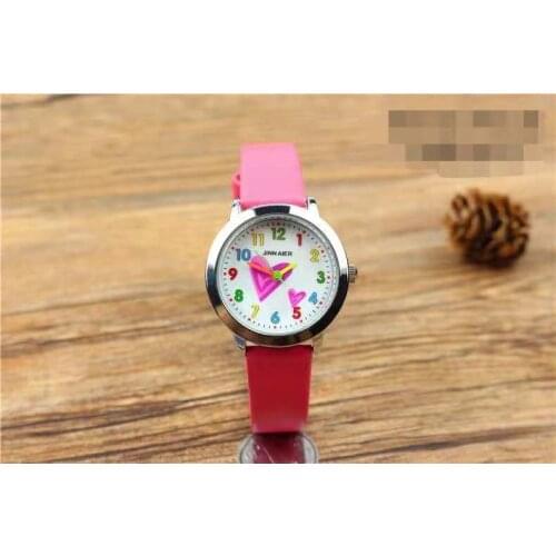 Lovely cartoon heart pattern student belt wrist watch color digital quartz childrens watch girls watch