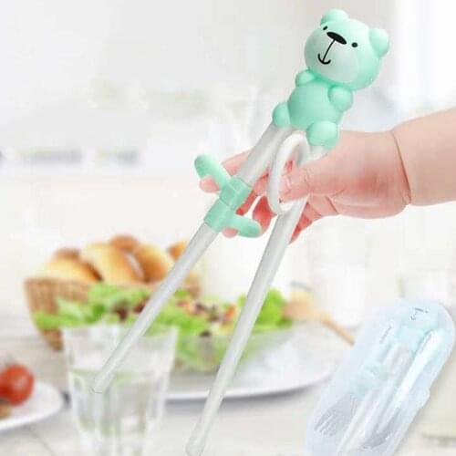 Baby Training Chopsticks+Spoon+Fork Feeding Food Tableware Set Cartoon Bear Kids Early Eating Dinnerware Training Set