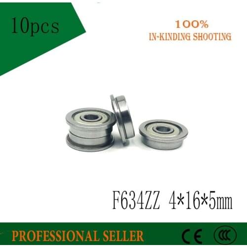 F634ZZ Flange Bearing 4x16x5 mm ABEC-5 ( 10 PCS ) Flanged F634 Z ZZ Ball Bearings F634-2Z