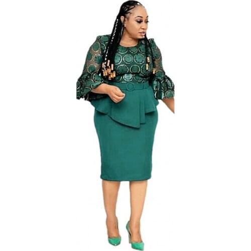 2 Piece Set Sequined African Style Dresses For Women 2020 Africa Clothing Elegant Ankara Dresses Fashion African Dress For Lady