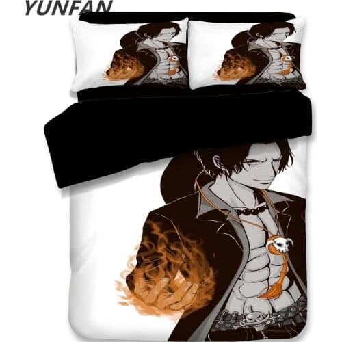 3D Japan cartoon Anime ONE PIECE Childrens boy black bedding set twin queen king double size bedroom Pillowcase for kids gift