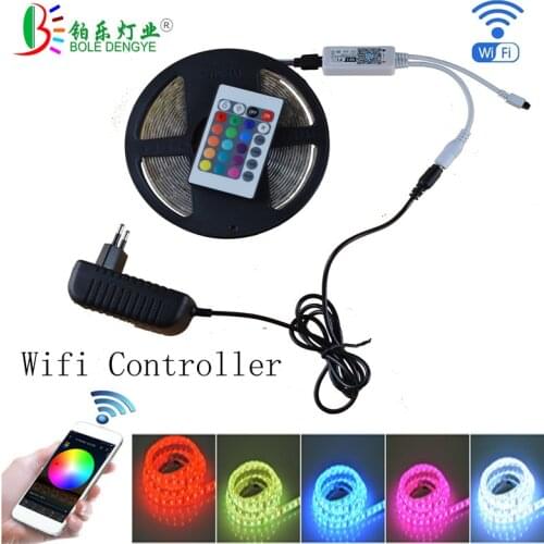 WiFi RGB Strip light controller Syc control by Alexa Smart Phone Google Home +5M 150LED 5050 RGB strip LED strip light+Power set