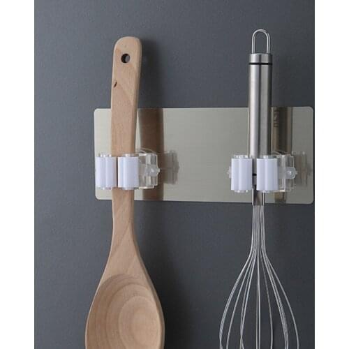 Adhesive Multi-Purpose Hooks Wall Mounted Mop Organizer Holder RackBrush Broom Hanger Hook Kitchen bathroom Strong Hooks
