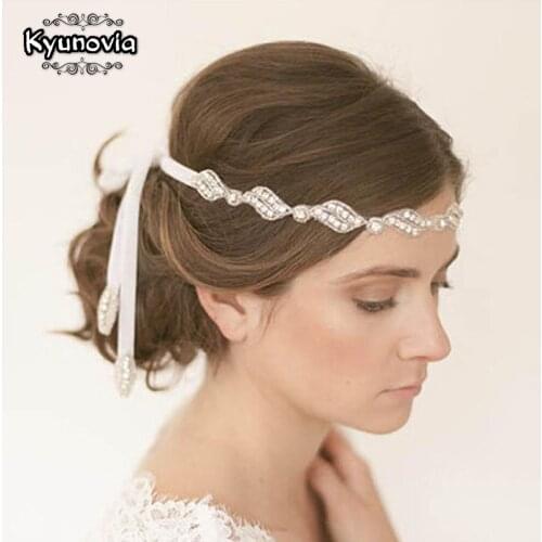 Kyunovia Polyester Ribbon Rhinestone Headband Headwear Crystal headband Party Wedding Bridal Headwear Hair Accessories D32