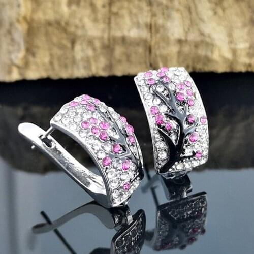 Hot Sale Women Explosive Studded Accessories With Plum Blossom Dripping Branches Flower Geometric Earrings European And American