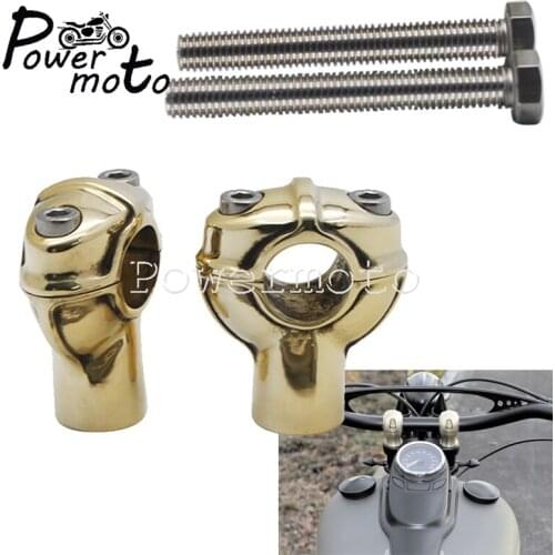 1 Pair 2.5" Riser Solid Brass 25mm 1" Handlebar Riser Bar Clamp Mount w/2pcs M12 Bolt for Harley Sportster Triumph Cafe Racer