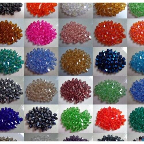 D34sor 500Pcs Bicone Faceted Glass Beads Charms 4mm Black White blue Clear Colored Mixed For Jewelry Making crystal