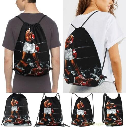 Men Outdoor Travel Drawstring Backpack Bags Muhammad Ali Knocks Out Sonny Liston Women Sports Travel Bag Fitness Swimming Bag
