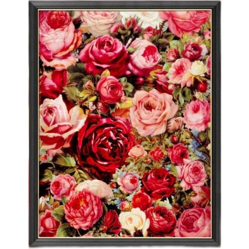 Rose Flowers Needlework,DIY living room Cross stitch kit Full embroidery Cross-Stitching Silk & Cotton threads
