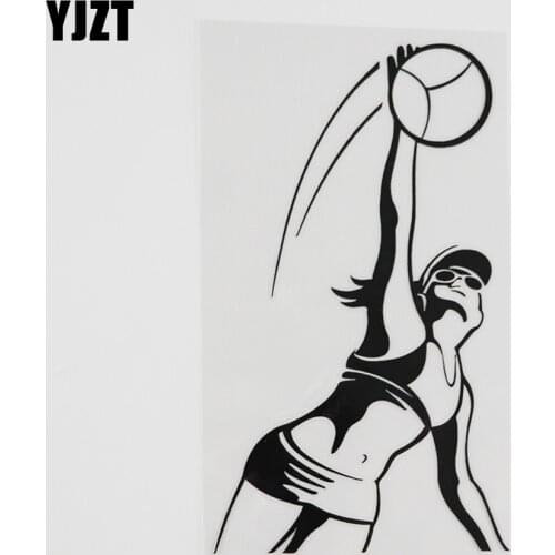 YJZT 8.9CMX15.2CM Sport Volleyball Sexy Girl Female Decal Vinyl Car Sticker Black/Silver 8A-0344