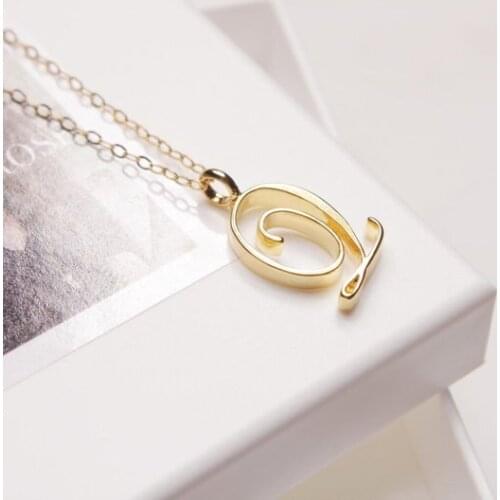 Small letter Label Simple Initial Logo alphabet Q Necklace Name Symbol English Initials Letters Charm Pendant Jewelry
