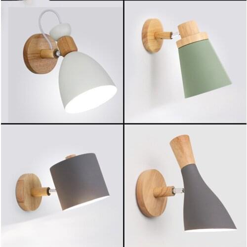Nordic cartoon Wall Lamp minimalist solid wood Modern Creative LED E27 Wall Light for Bedroom bedside Restaurant Coffee Bar