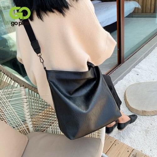 GOPLUS 2021 New PU Leather Bag Simple Handbags Women Vertical Square Shoulder Bag Casual Big Tote Vintage Ladies Crossbody Bags