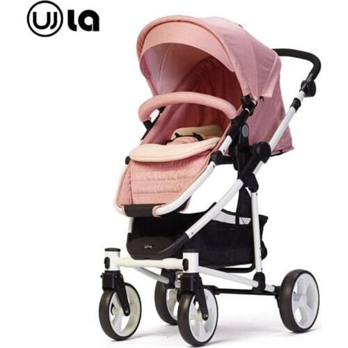 Wla baby stroller High landscape four-wheeled cart baby ride car pink color