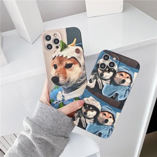 Phone case for iphone 12 11 Pro Max cute dog cases for iphone XR XS Max 8 7 Plus 12 Mini SE 2021 shockproof silicone cover funda