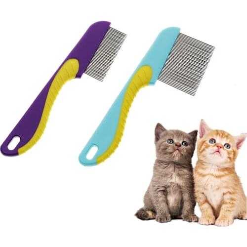 Dog Cat Pet Flea Comb Puppy Cat Trimmer Grooming Cleaning Hair Brush Shedding Tools Random Color Pet Accessories Stainless Pin