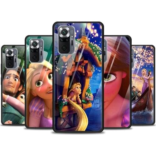 Rapunzel Disney Movie for Xiaomi Redmi Note 10 Pro Max 10S 9T 9S 9 8T 8 7 Pro 5G Luxury Tempered Glass Phone Case Cover
