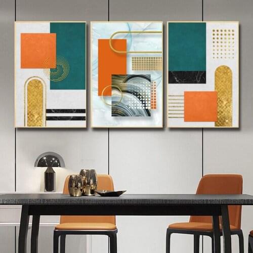 Modern Minimalism Abstract Golden Orange Color Picture Canvas Painting Interior Posters and Prints Wall Picture for Home Decor