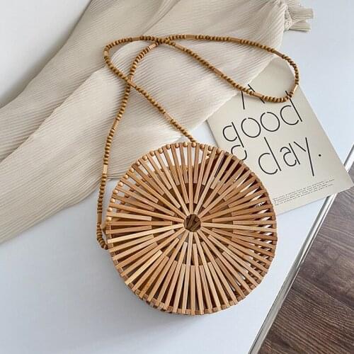Round Straw Bags For Women Summer New Bali Handmade Woven Rattan Bag Beach Travel Crossbody Bag Boho Retro Hollow Handbags