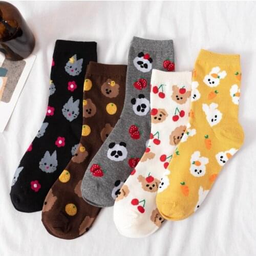 Heart Plush Cartoon Fruit Pet Warm Women Streetwear Cute Girls Cherry Funny Socks Short Happy Socks Cotton Casual kawaii Socks