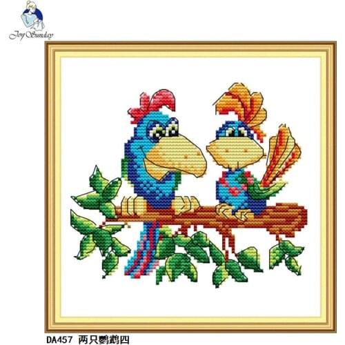 Cartoon animal two parrots counted cross stitch 11CT 14CT printing cross stitch suit wholesale DIY Chinese embroidery needlework