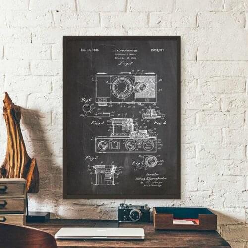 Camera Patent Vintage Poster Canvas Art prints , Retro Camera Blueprint Photo Wall Art Canvas Painting Photography Decoration