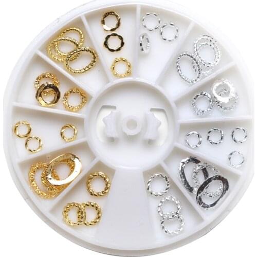 1Box(36Pcs) Mixed Alloy Ring Beads For Needlework FlatBack Cabochon Scrapbook Decoration Craft DIY Embellishments Accessories