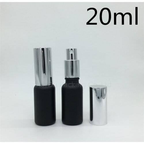 Free Shipping 10pcs 20ml black Frosted glass bottle with silvery aluminum sprayer,20cc Essential Oil Spray perfume bottle