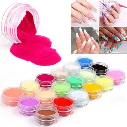 18 Colors Set Nail Extension Nail Art Acrylic Nail Powder Crystal Nail Dust UV Gel Carving Beauty Nail Glitter Manicure