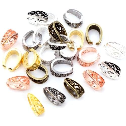 20pcs 14x10mm Baroque Style Pendant Pinch Bail Clasps Necklace Hooks Clips Connector For Jewelry Findings Accessories DIY