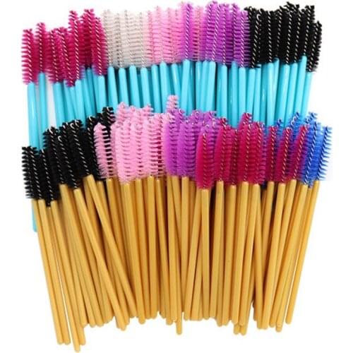 200 PCS Disposable Eyelash Brush Mascara Wands Applicator Wand Brushes Eyelash Comb Brushes Spoolers Makeup Tool Gold/Blue